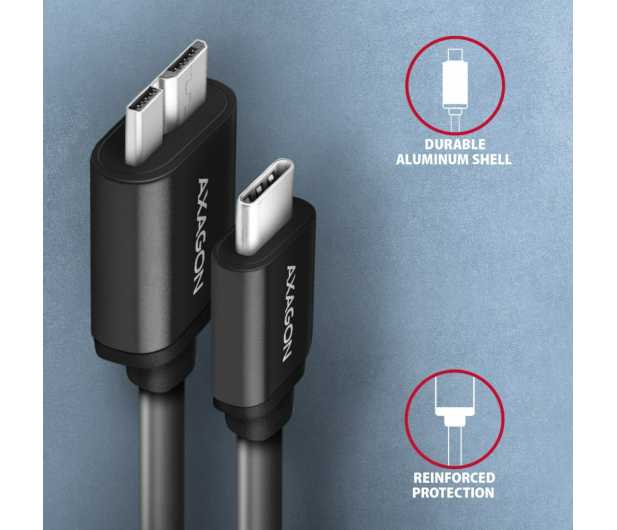 Axagon Kabel BUMM3-CM10AB SPEED Micro-B USB - USB-C 3.2 Gen 1 1 m - 1485430 - zdjęcie 2